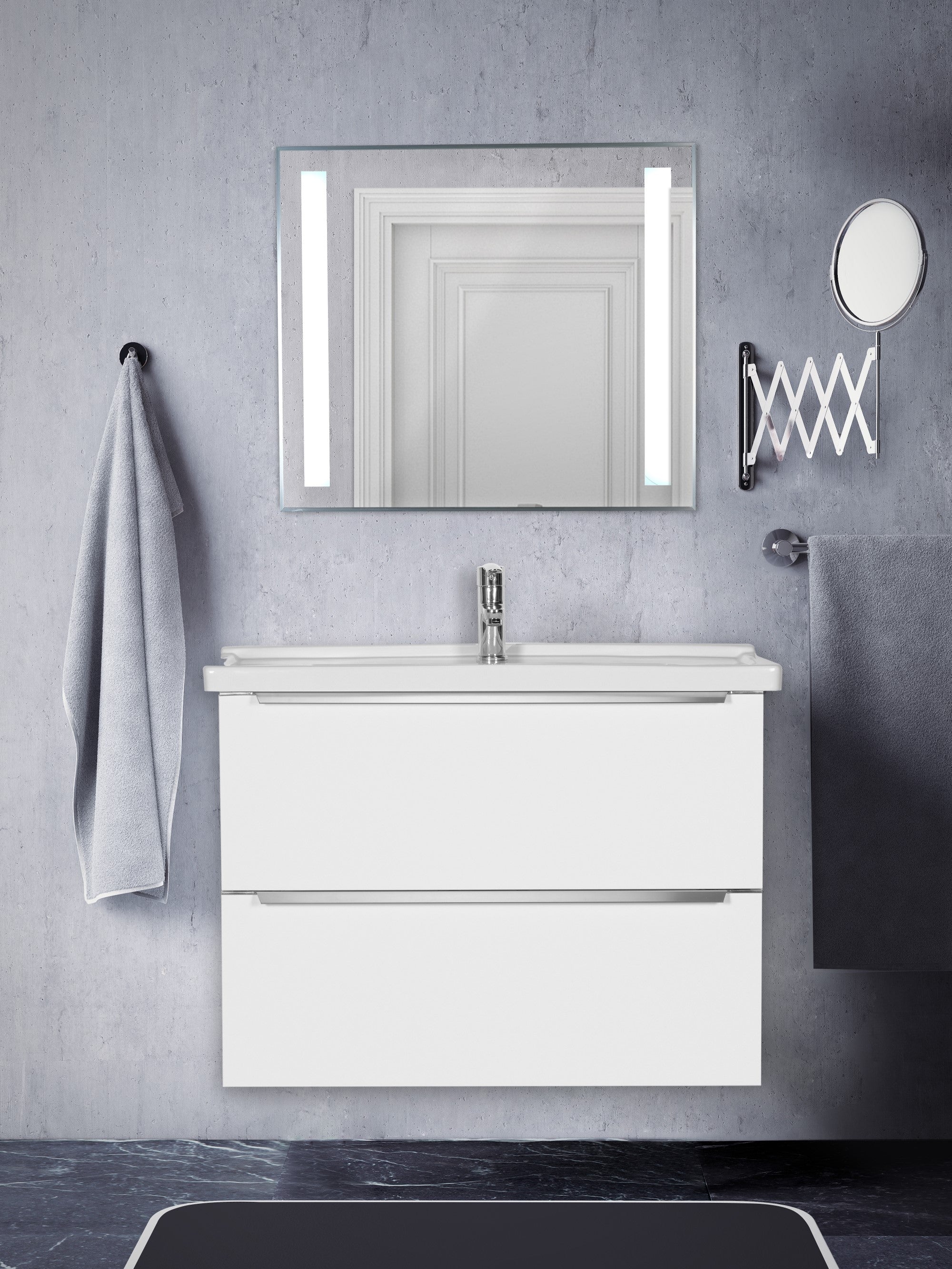 ARGENTO 24 INCH MODERN WALL MOUNT VANITY AND SINK COMBO WITH LED MIRROR - FOGIA GRAY