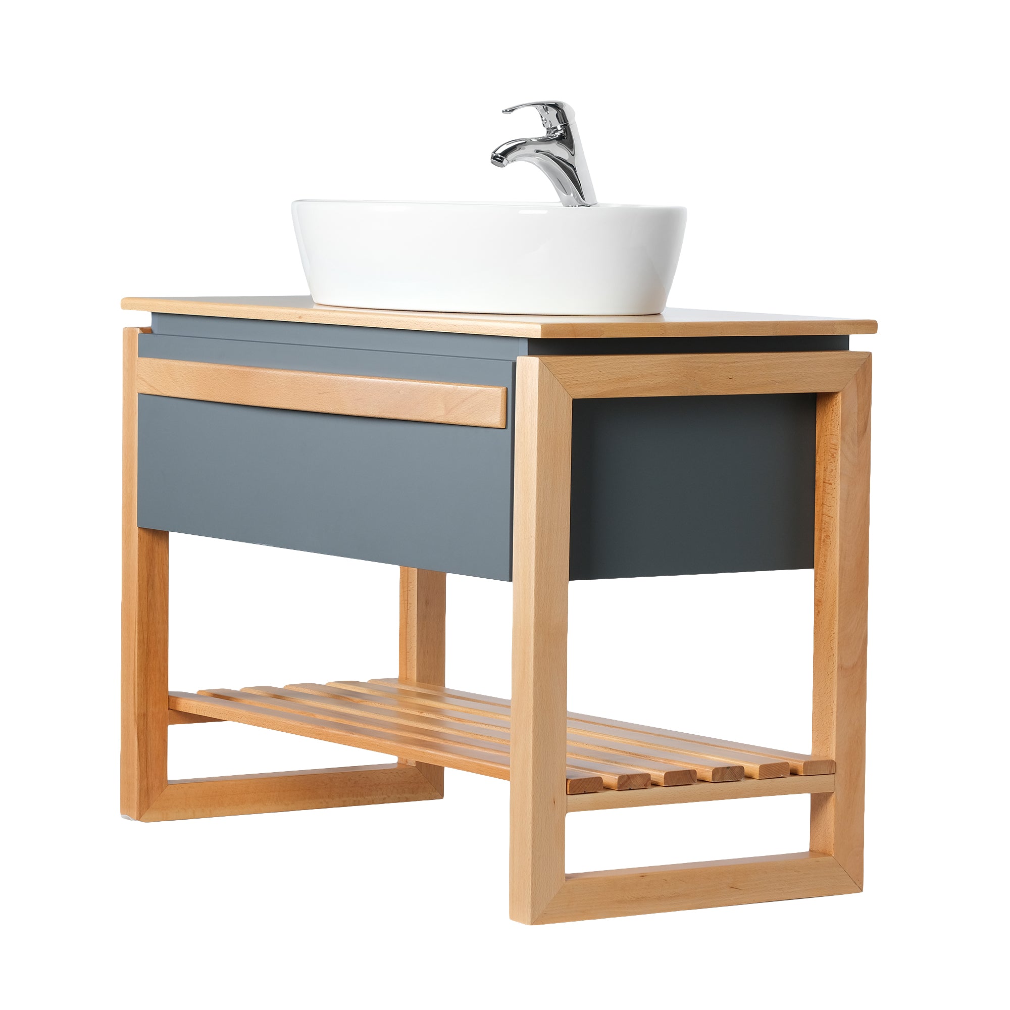 BALI 40 INCH FREE STANDNG VANITY AND SINK COMBO -  OAK AND GRAY