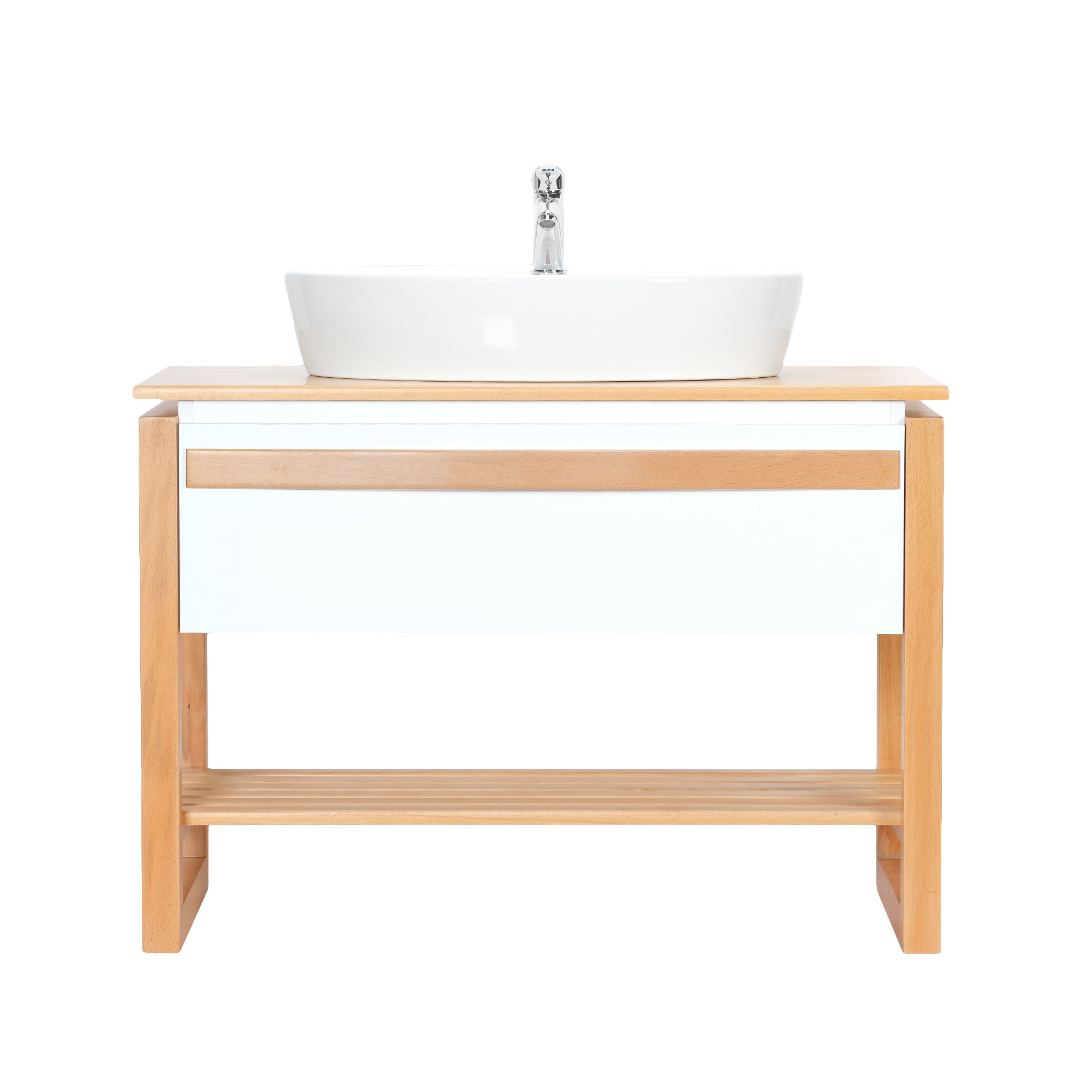 BALI 40 INCH FREE STANDNG VANITY AND SINK COMBO -  OAK AND WHITE