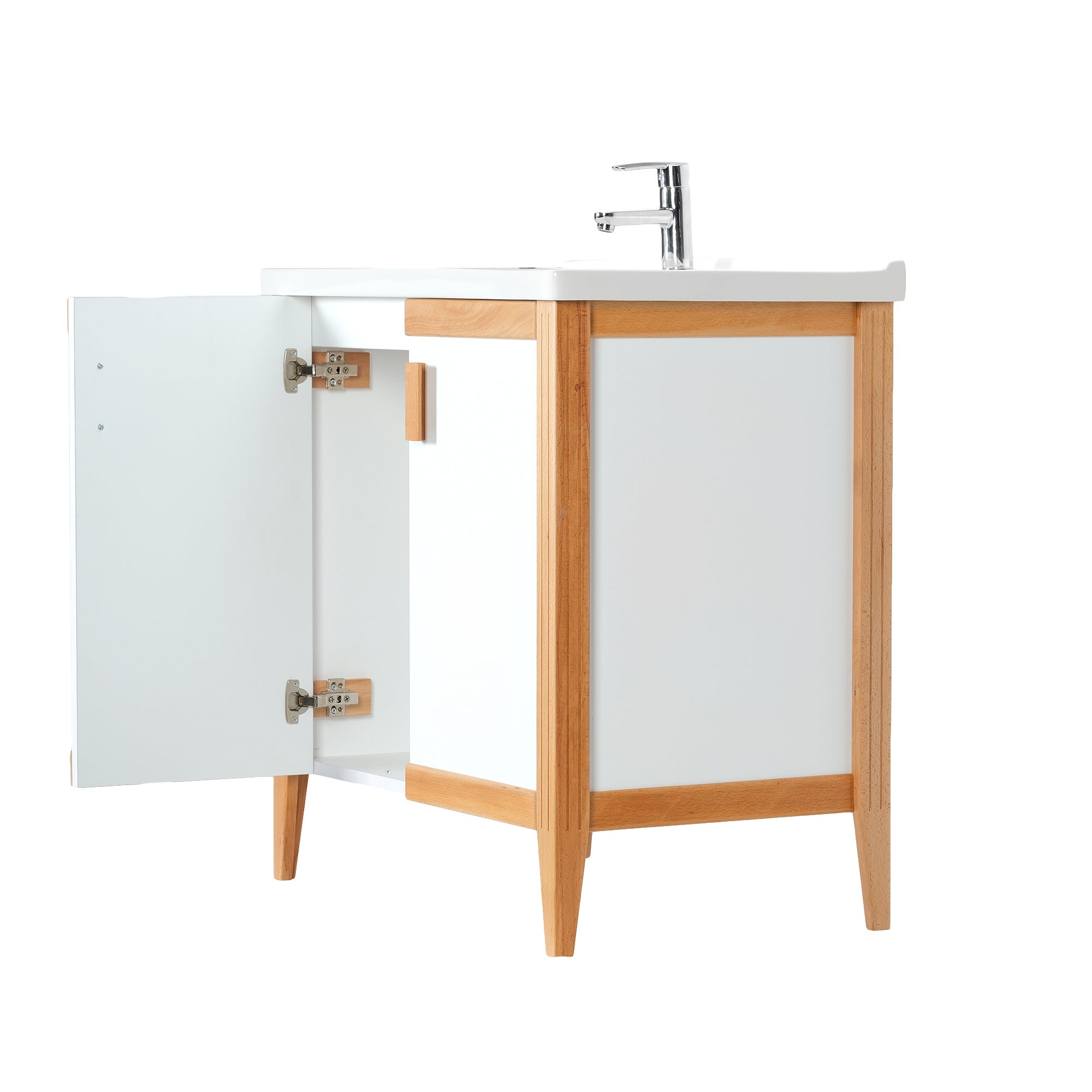 MADRID 32 INCH FREE STANDING VANITY AND SINK COMBO -  WHITE & OAK