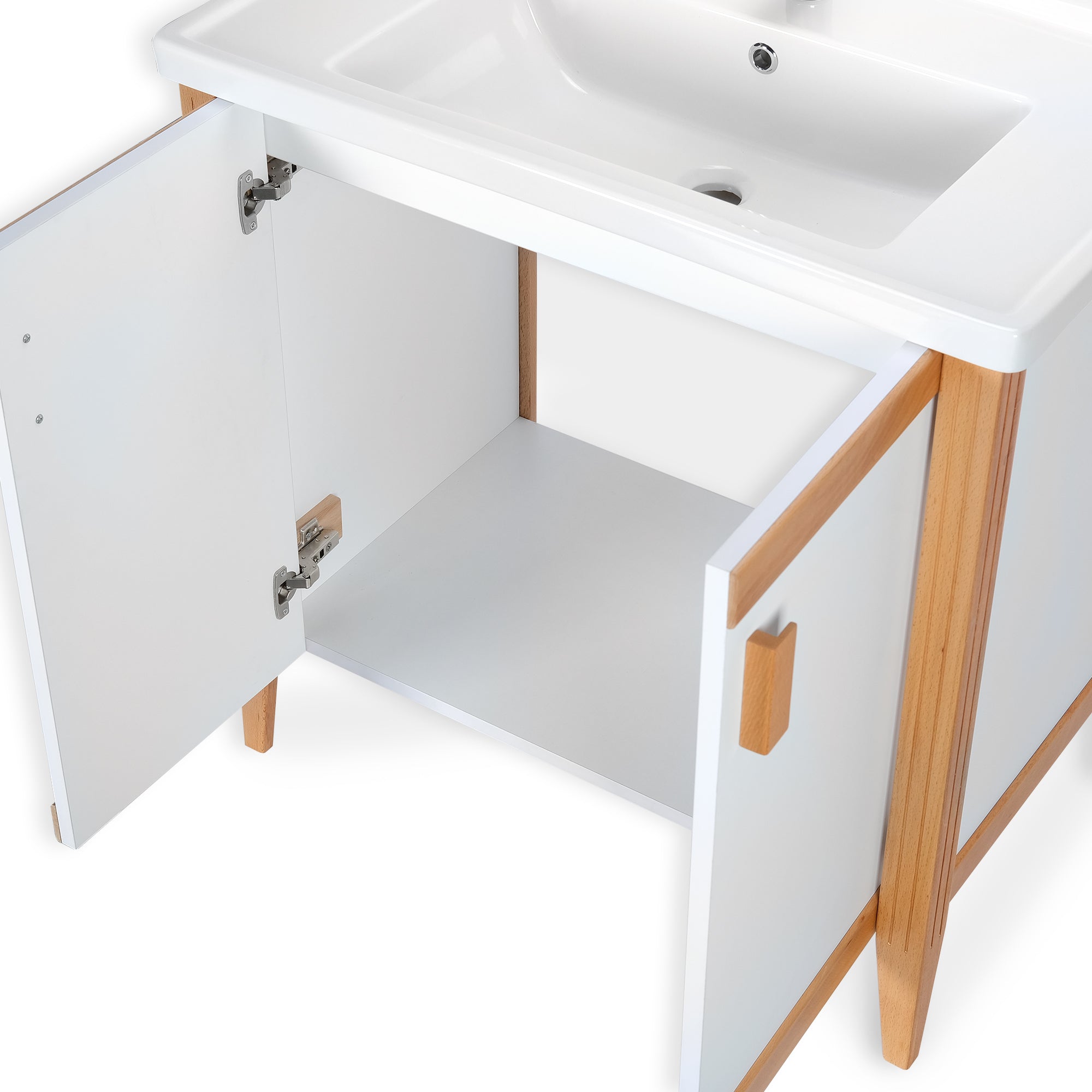 MADRID 32 INCH FREE STANDING VANITY AND SINK COMBO -  WHITE & OAK