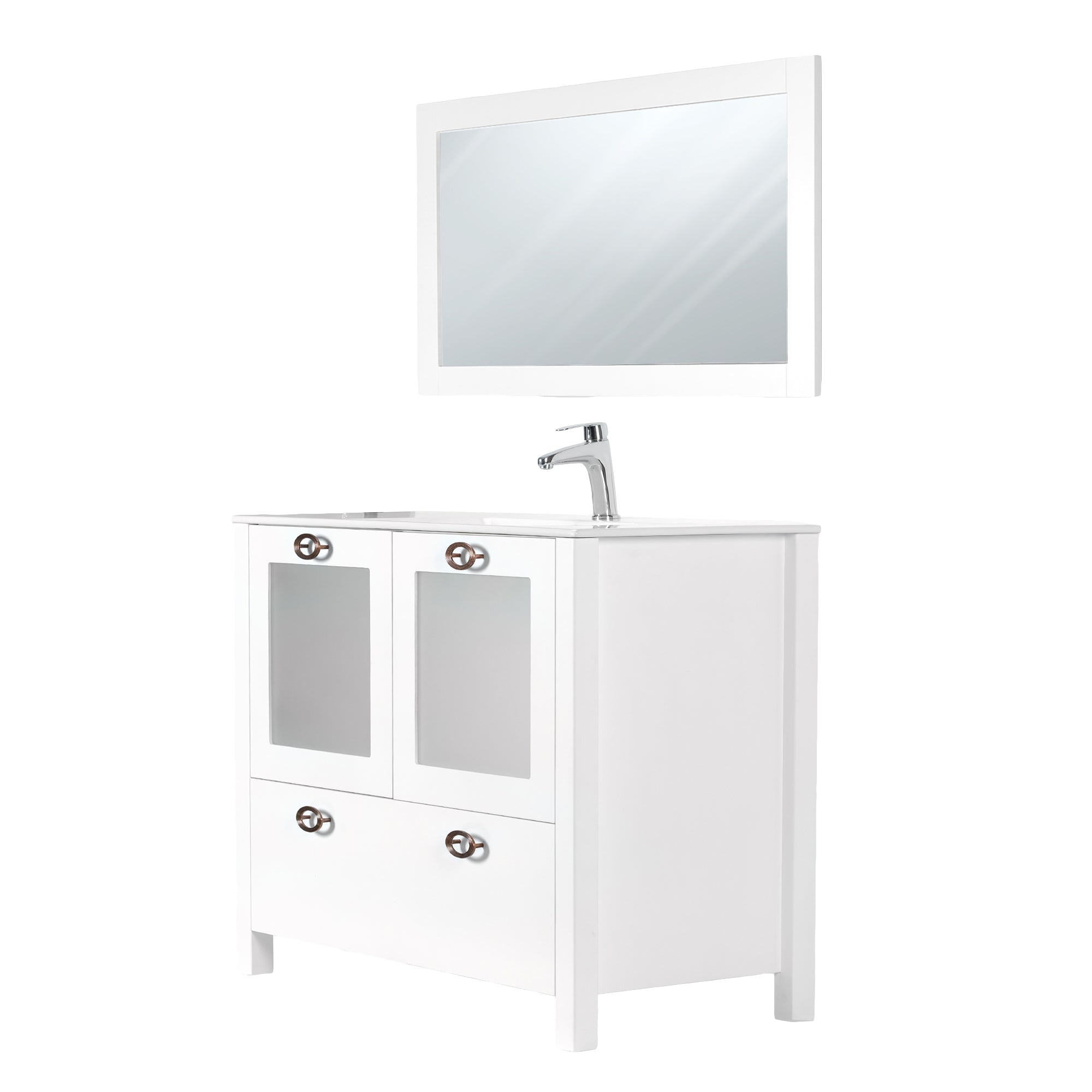 MALDIV 40 INCH FREE STANDING VANITY AND SINK COMBO -  WHITE