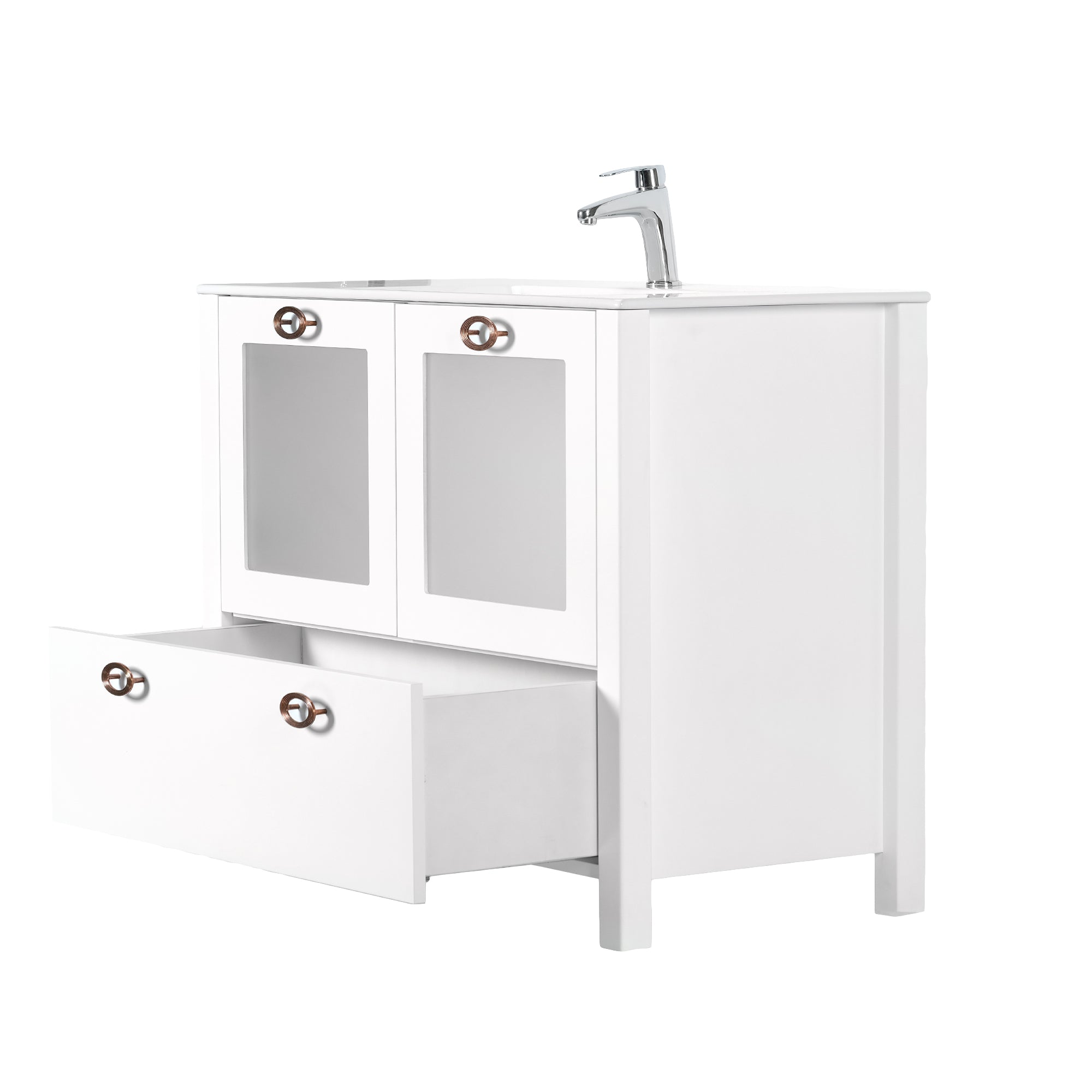 MALDIV 40 INCH FREE STANDING VANITY AND SINK COMBO -  WHITE