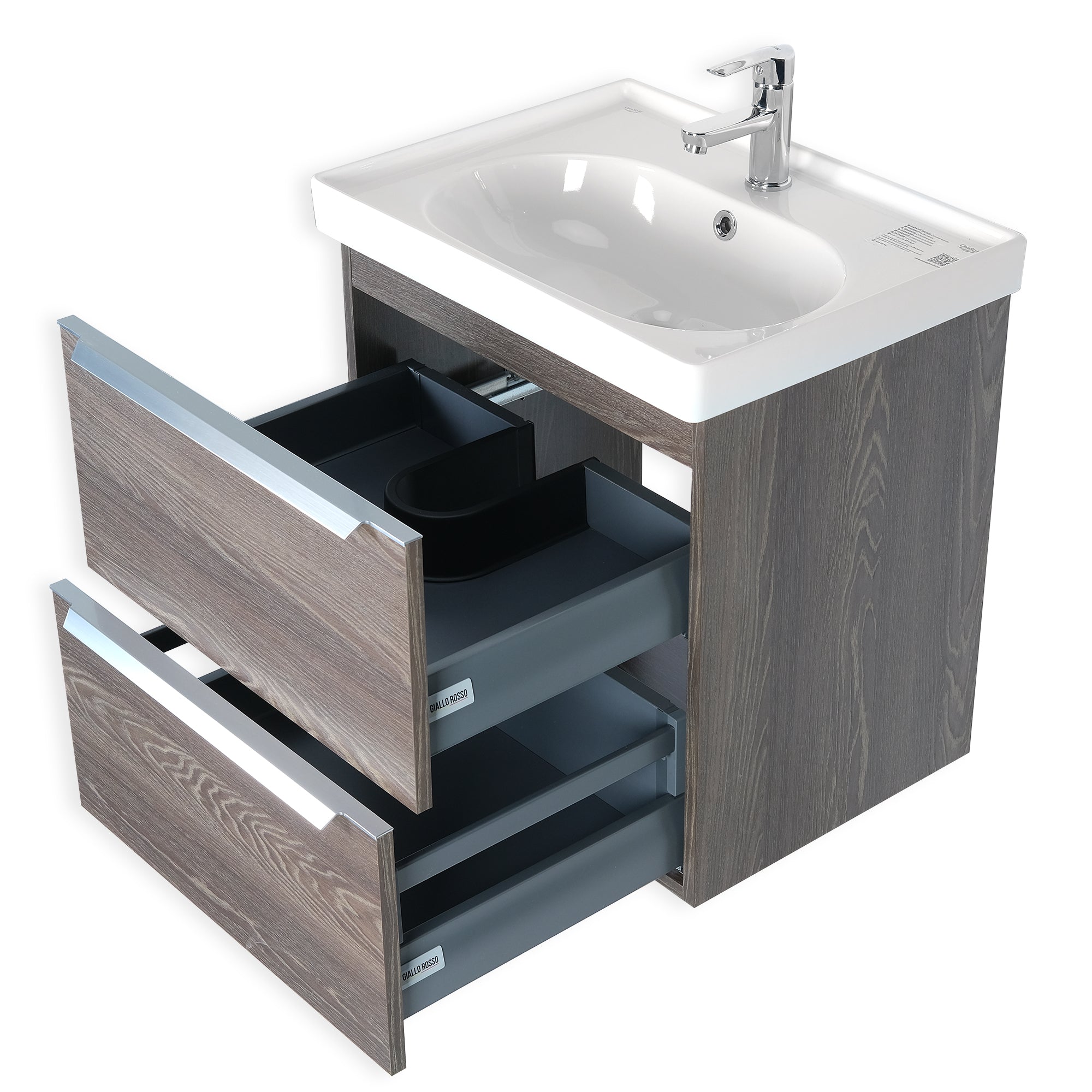 ARGENTO 24 INCH MODERN WALL MOUNT VANITY AND SINK COMBO - FOGIA GRAY